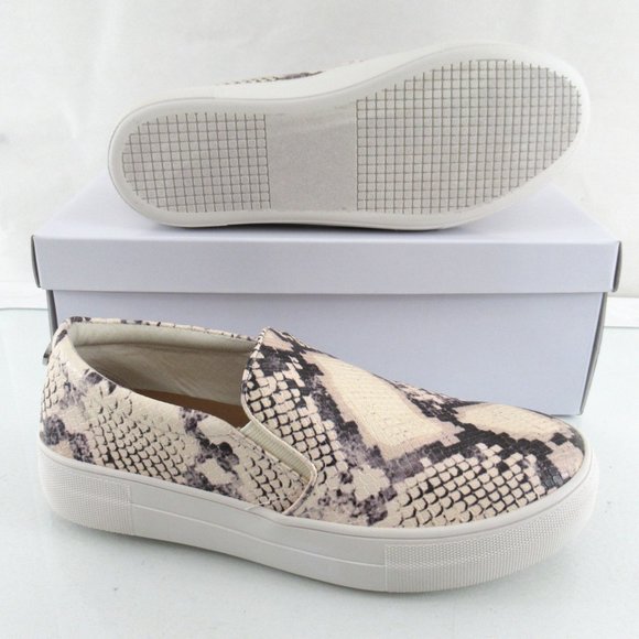 Steve Madden Gills Platform Slip On Sneaker Comfort Beige Snake Size 10